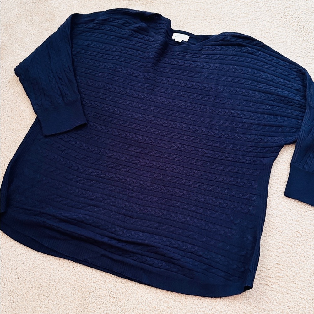 SALE $15 Market & Spruce Navy Cable Knit Sweater - Picture 4 of 7